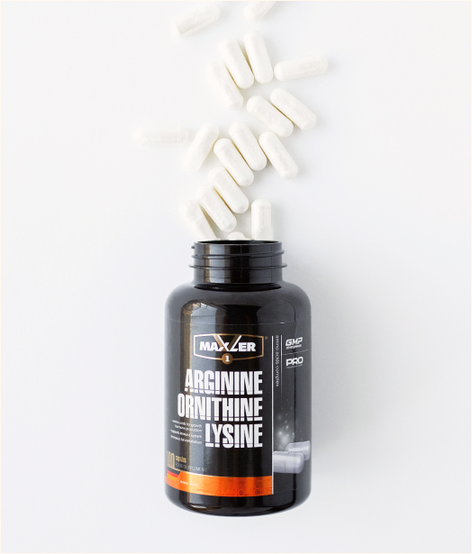 Arginine Ornithine Lysine bottle and capsules