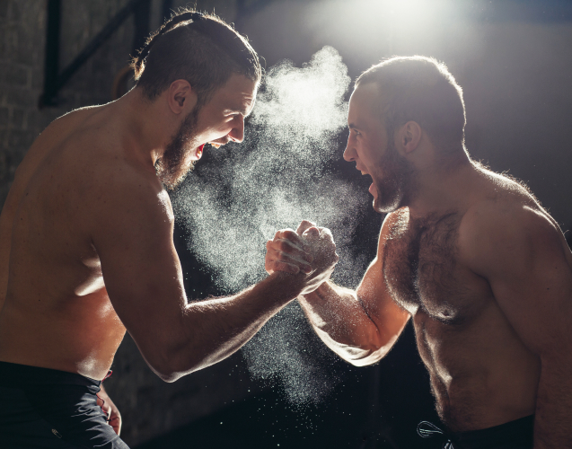 Two men sparring
