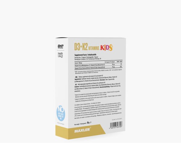 D3+K2 Vitamins Kids box back