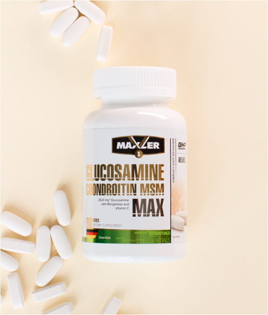 Glucosamine Chondroitin MSM Max bottle and tablets