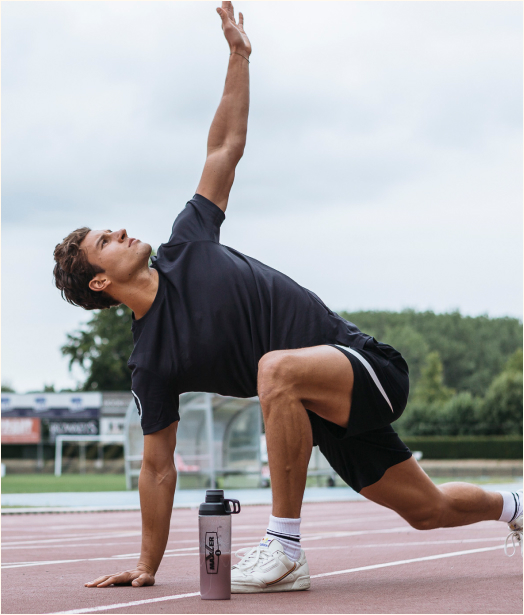 A man in a triangle pose